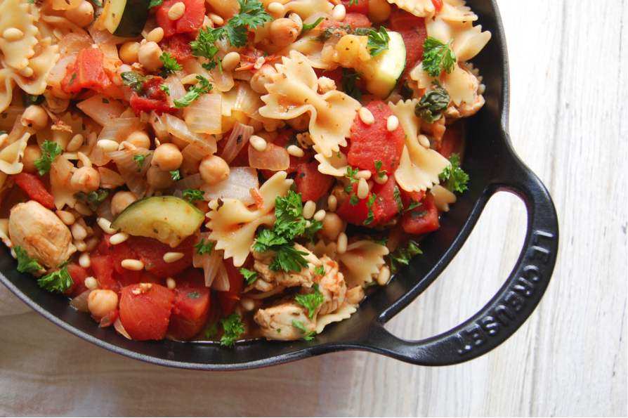30-Minute Chicken and Chickpea Skillet Pasta