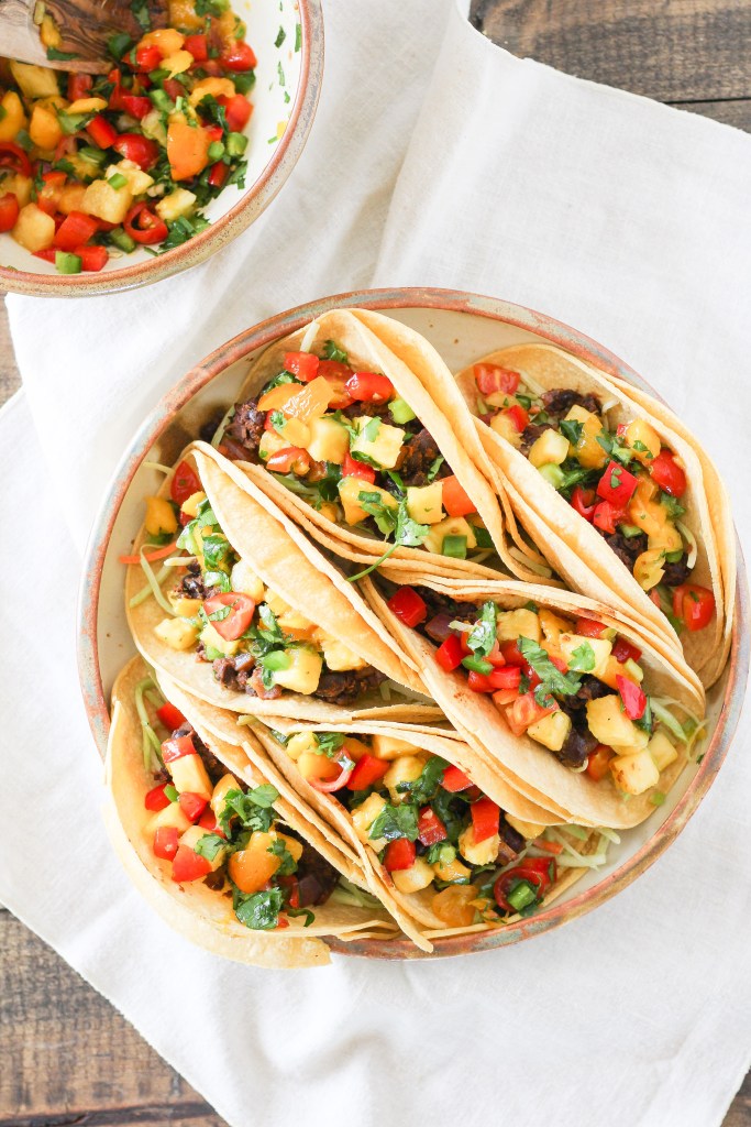 Black Bean Street Tacos with Tropical Fruit Salsa