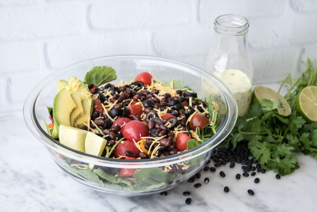 7-Layer Salad with Creamy Cilantro Lime Dressing