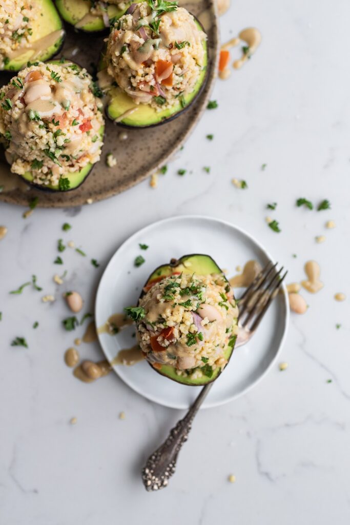 White Bean & Toasted Millet Avocado Boats