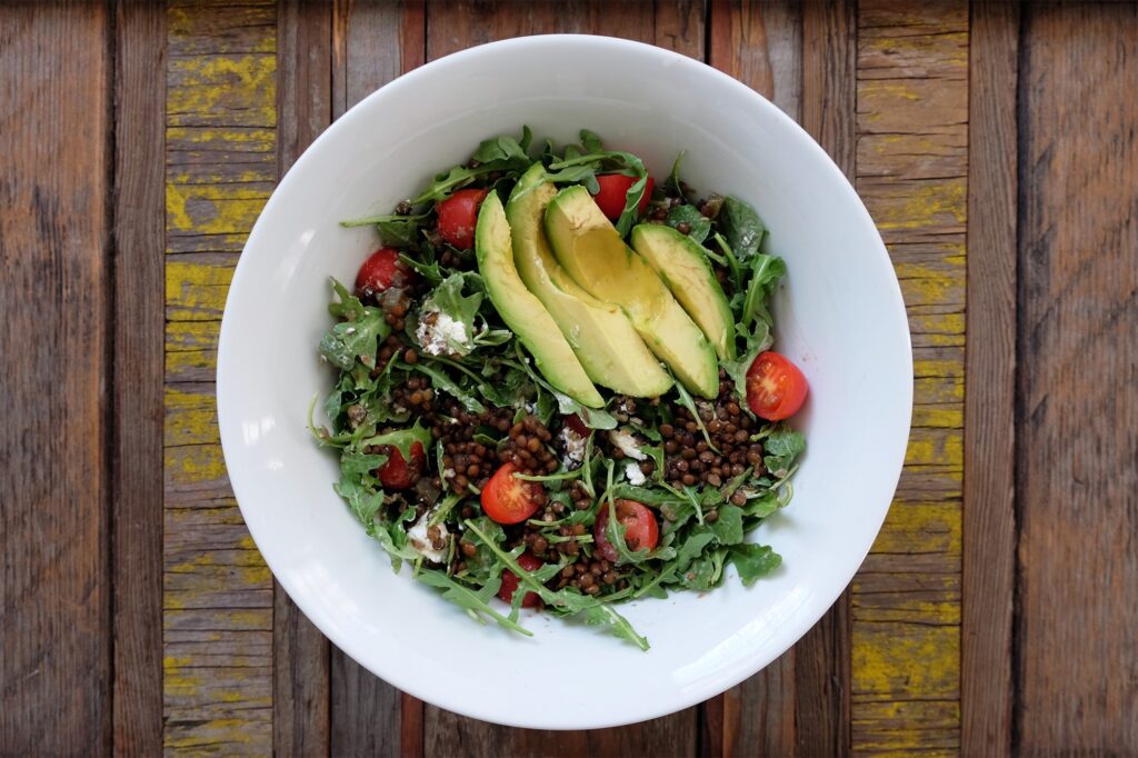 Lentil Salad with Avocado & Arugula