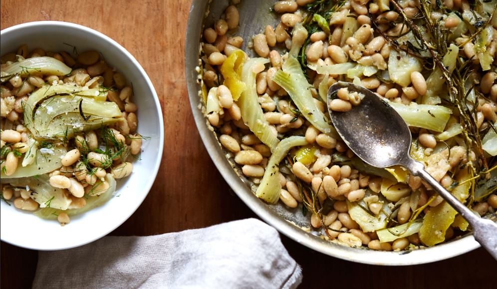 Olive Oil Braised Great Northern Beans with Fennel, Rosemary & Thyme