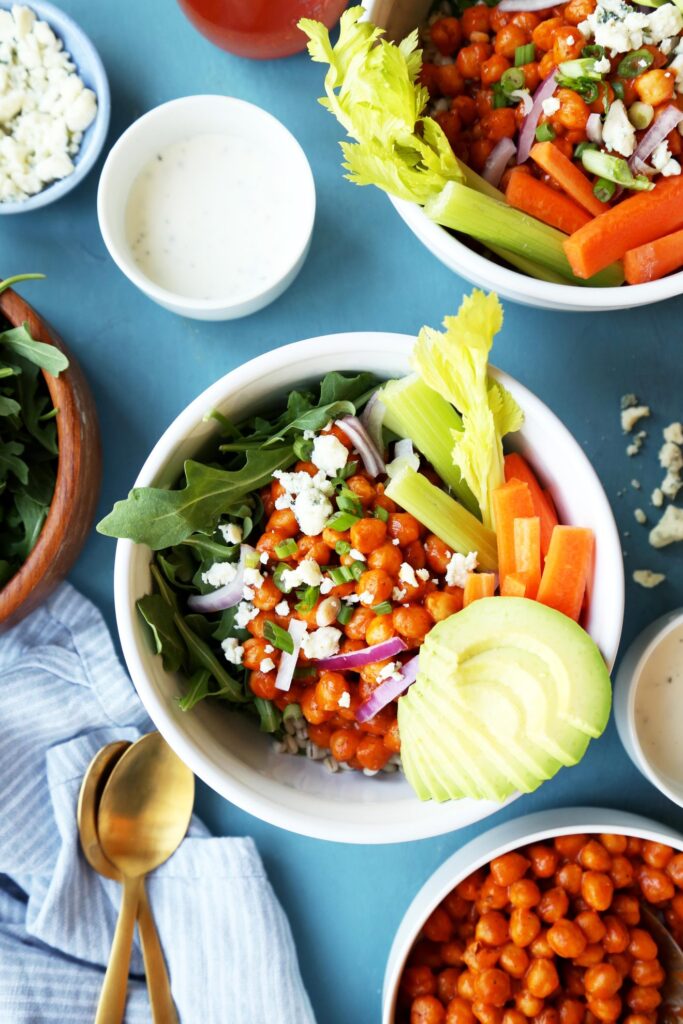 Roasted Buffalo Chickpea Bowls