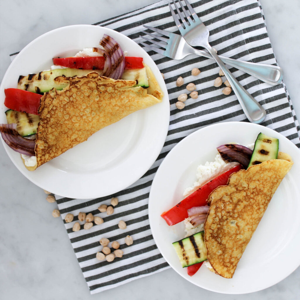 Chickpea Flour Crepes with Ricotta and Grilled Vegetables