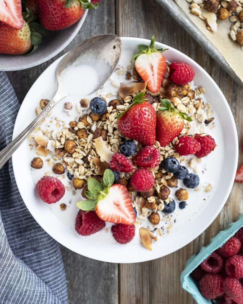 Spiced Almond Butter Chickpea Granola