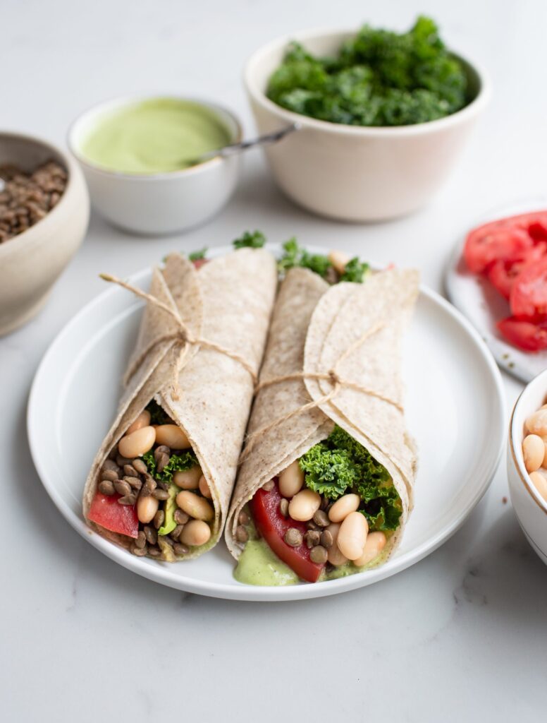 White Bean and Lentil Wraps with Avocado Ranch