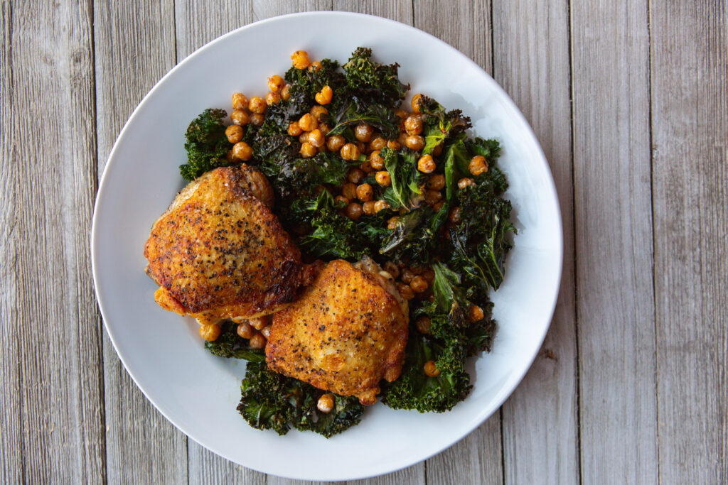 Chicken Thighs with Roasted Chickpeas