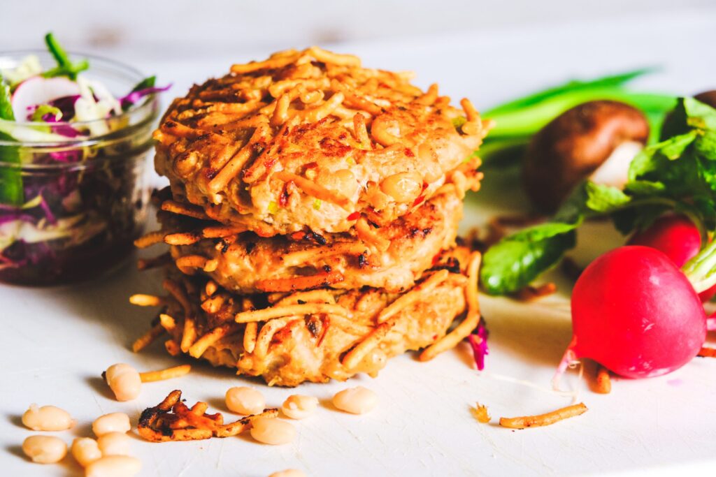 Crunchy Gochujang Chicken & Navy Bean Burger