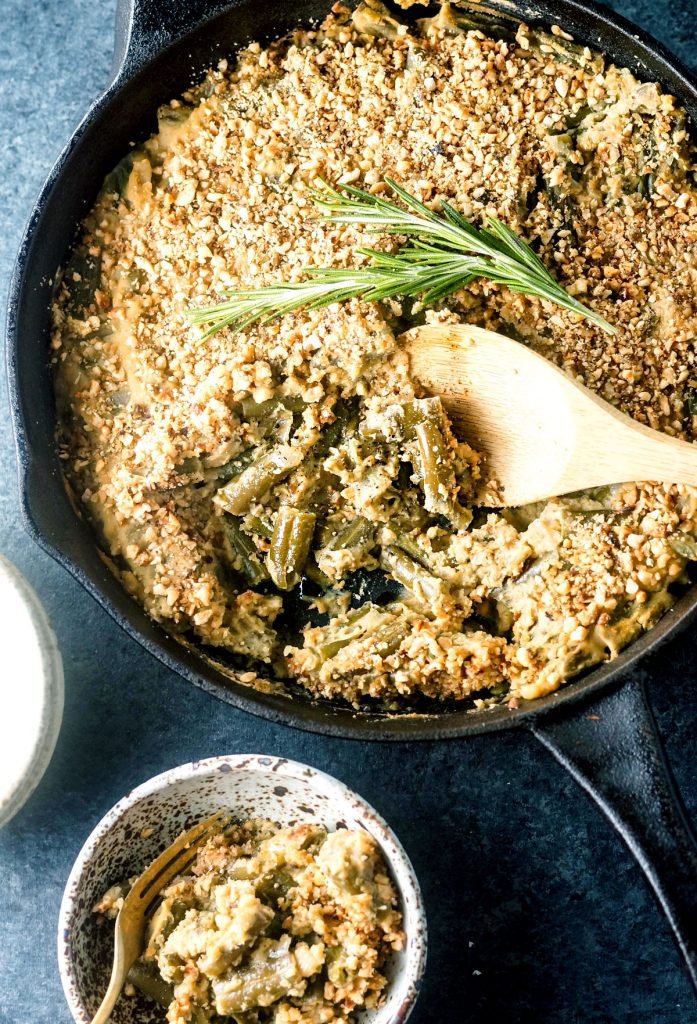 Vegan Green Bean Casserole with Creamy Chickpea Sauce