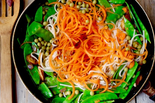 Rice Noodle Green Pea Stir Fry