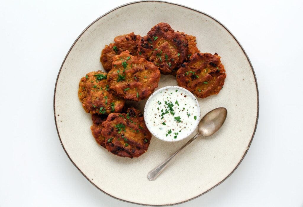 Lentil Fritters with Lemon-Garlic Yogurt