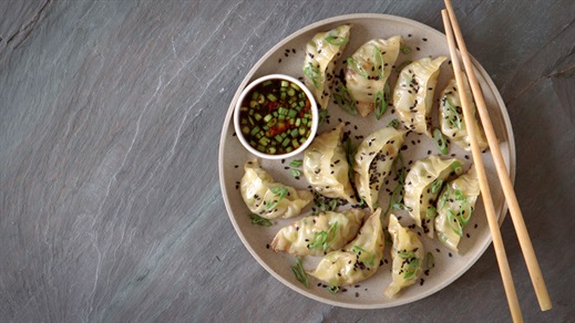 Green Pea Pot Stickers with Tamari Dipping Sauce