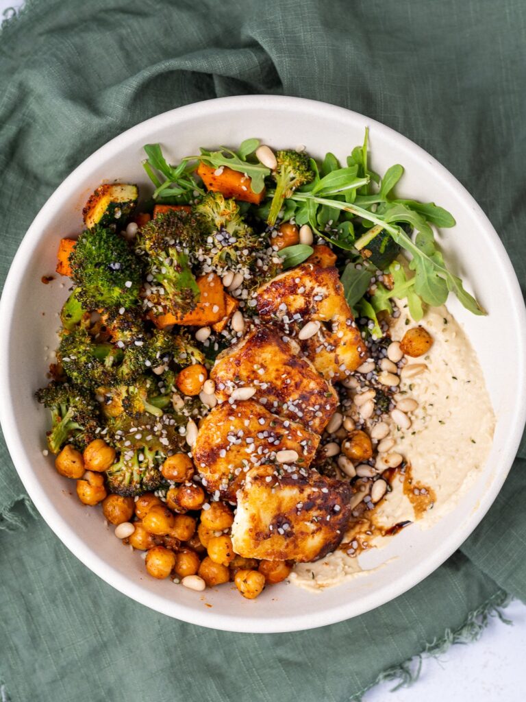 Crispy Chickpea Hummus Bowls