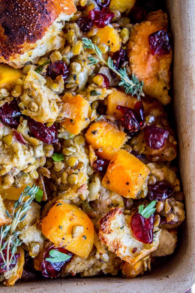 Butternut Cranberry Lentil Stuffing