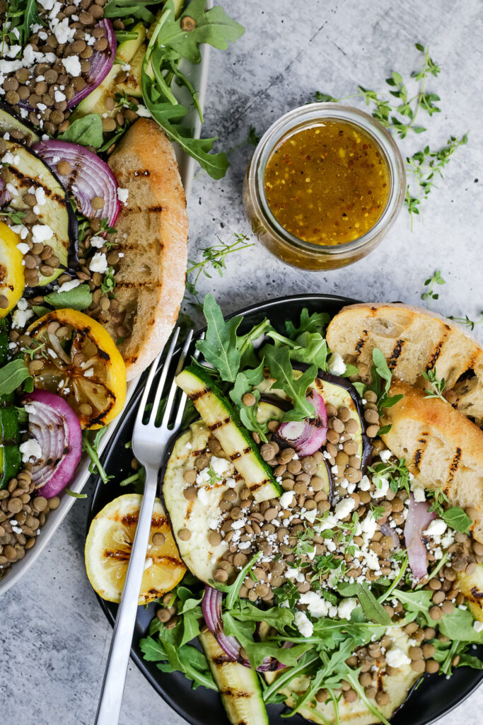 Lentil Salad with Feta and Grilled Vegetables