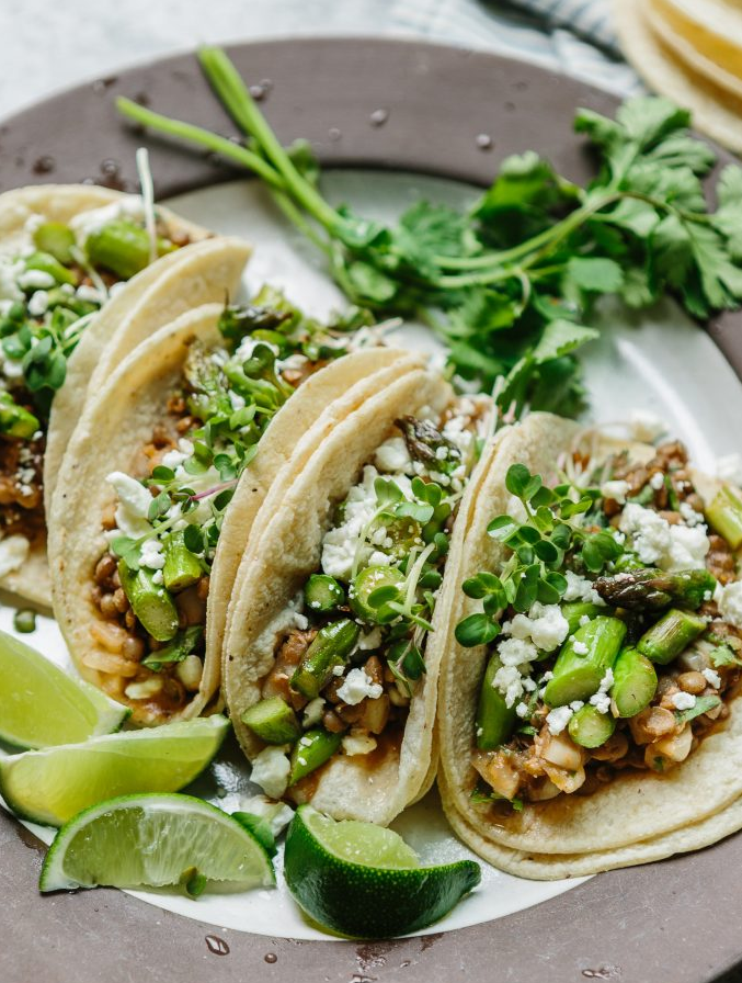 Spring Lentil Asparagus Tacos
