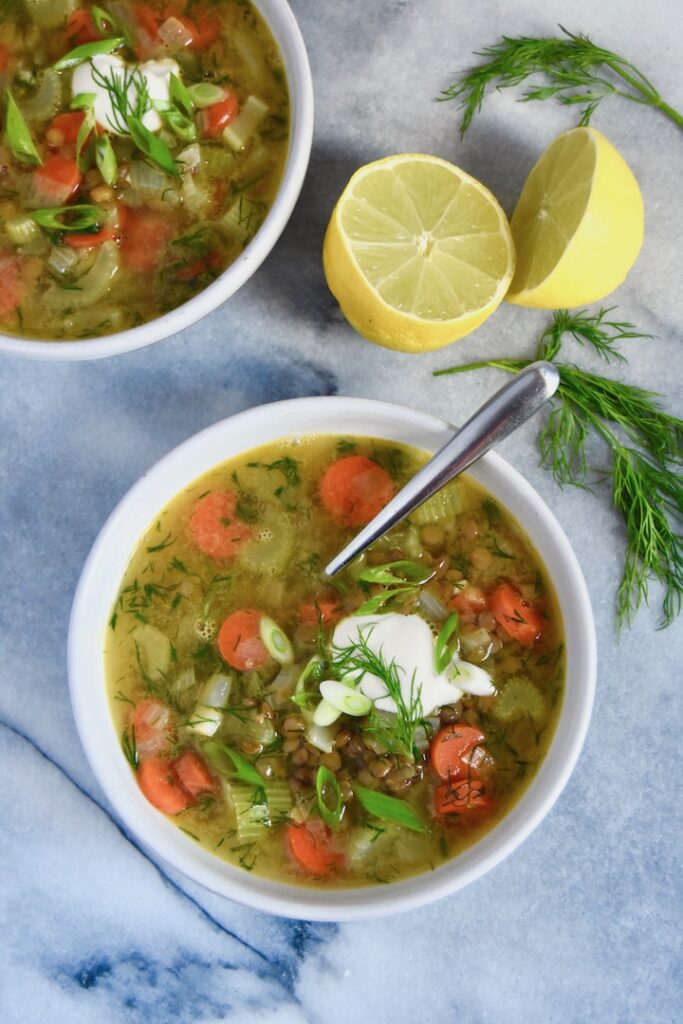Lemon Lentil Soup with Dill