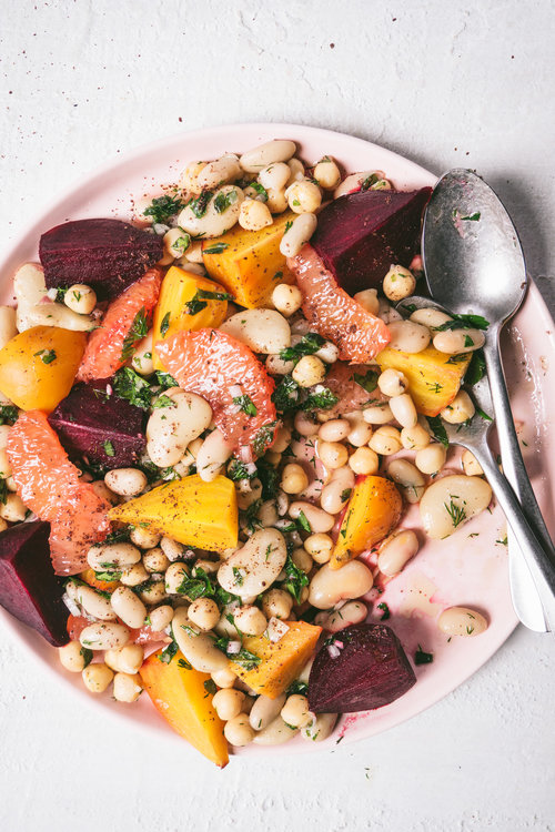 Marinated Mixed Beans with Beets and Citrus