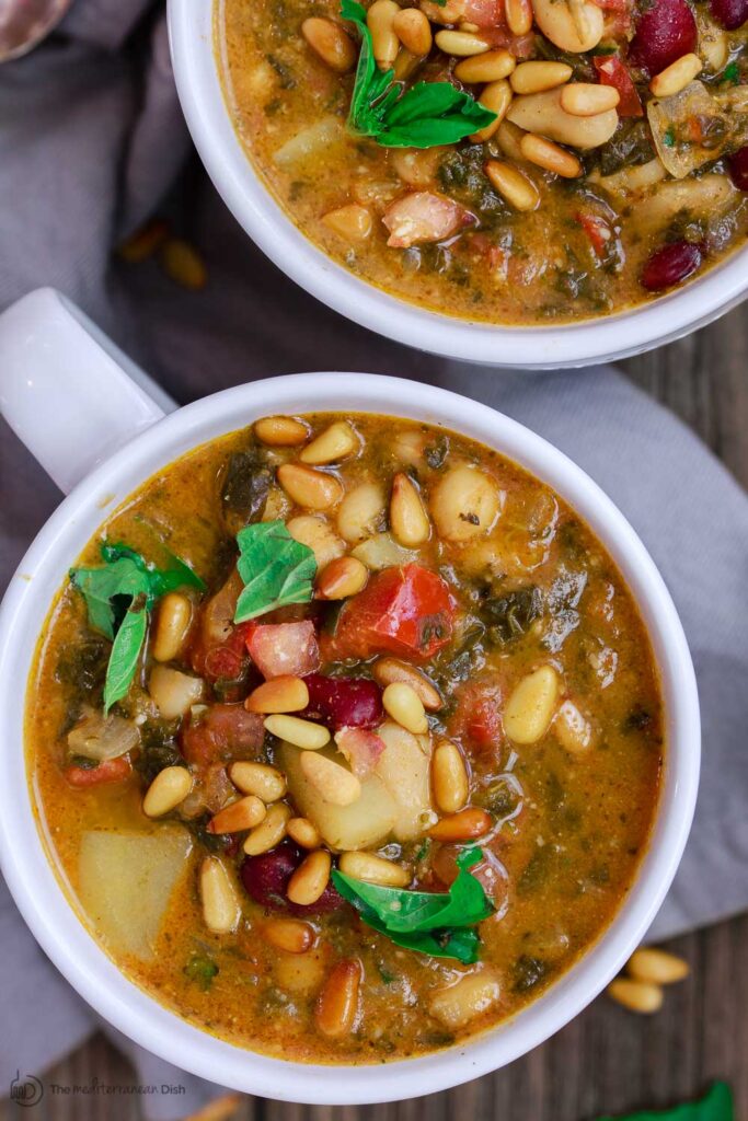 Three Bean Soup with Tomato Pesto