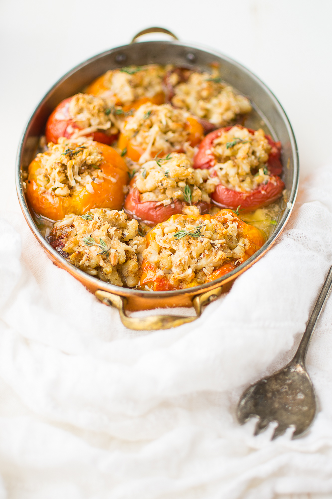 Stuffed Heirloom Tomatoes with Flageolet Beans and Thyme