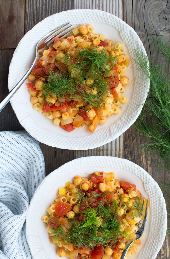 Pasta with Chickpeas, Fennel and Saffron