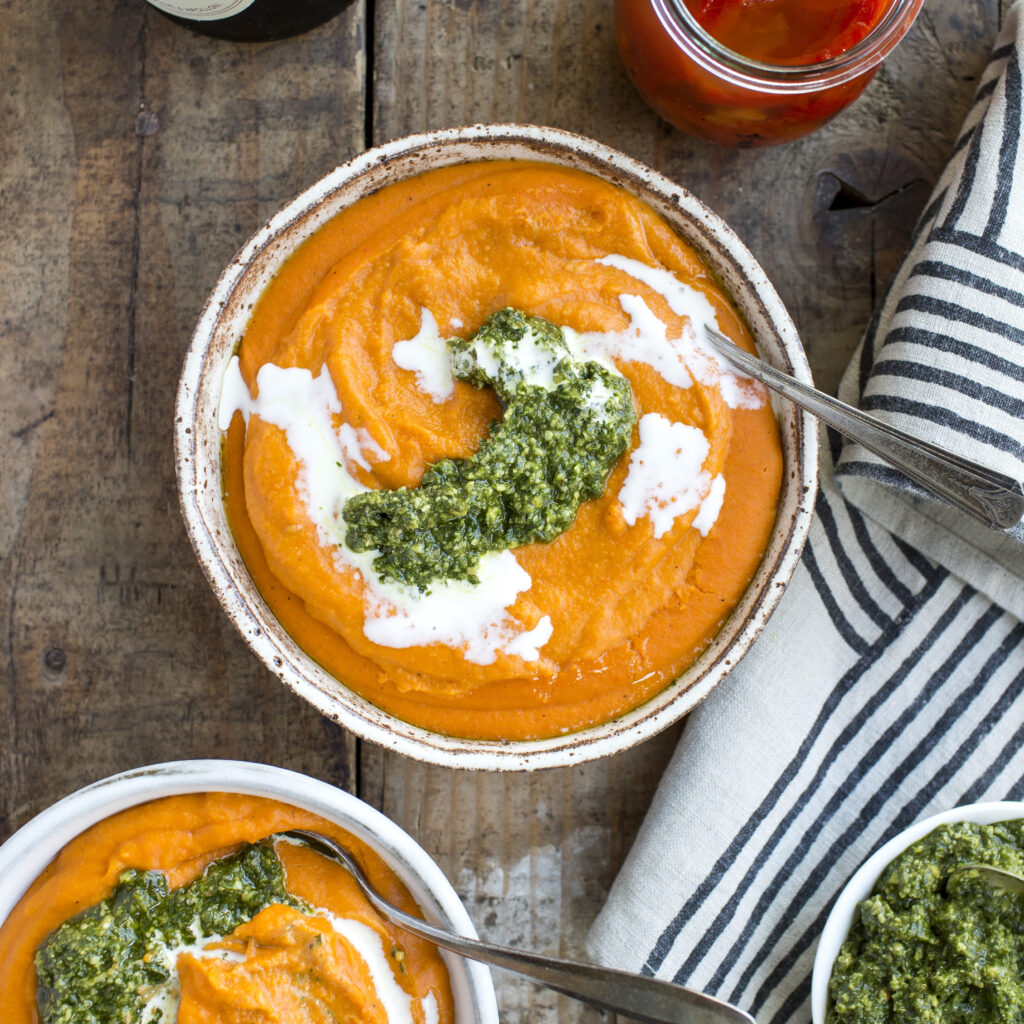 Roasted Red Bells-Split Pea Cream Soup