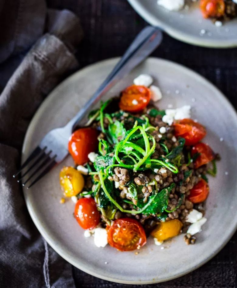 Lentils with Blistered Tomatoes and Kale
