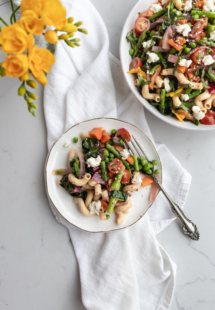 White Bean Pasta Salad with Basil Vinaigrette