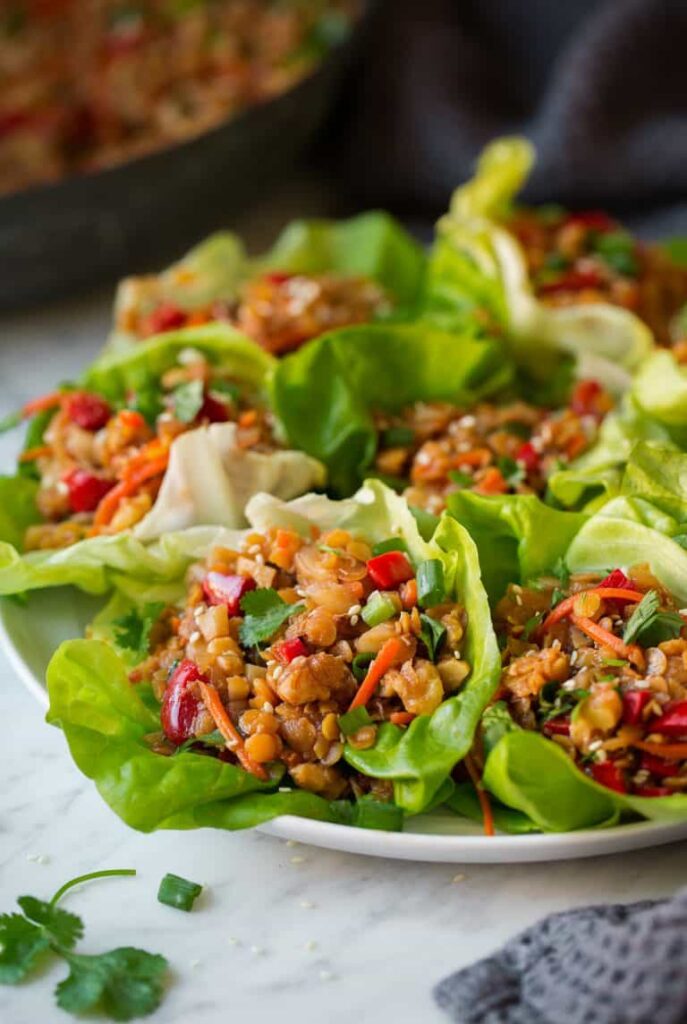 Asian Lentil Lettuce Wraps