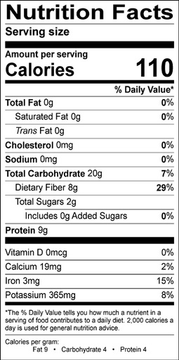 Lentils cooked half-cup serving