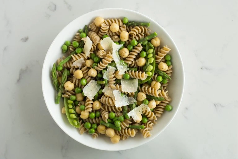 Spring Pea and Chickpea Pasta