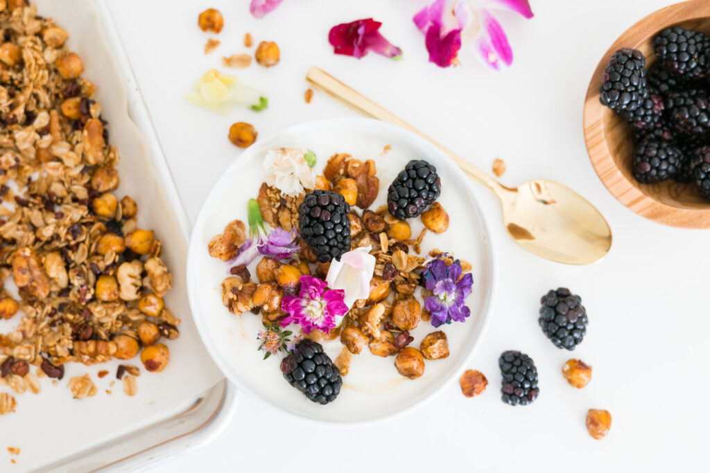 Chickpea Granola Tahini Yogurt Bowl