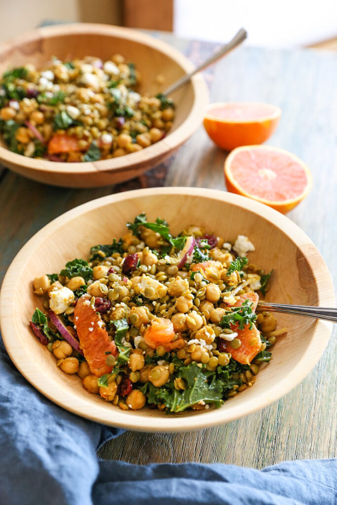 Curried Lentil, Chickpea and Kale Salad