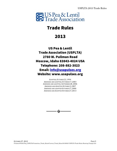2013 USAPLTA Trade Rules