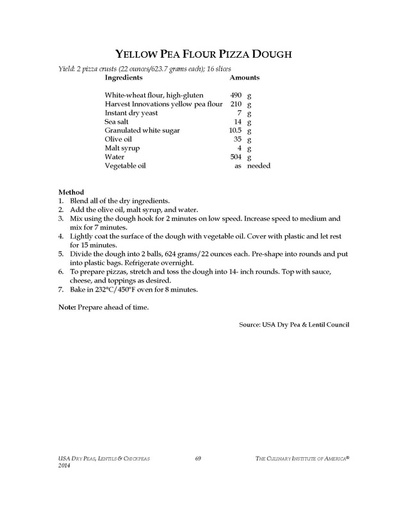 Yellow pea flour pizza dough