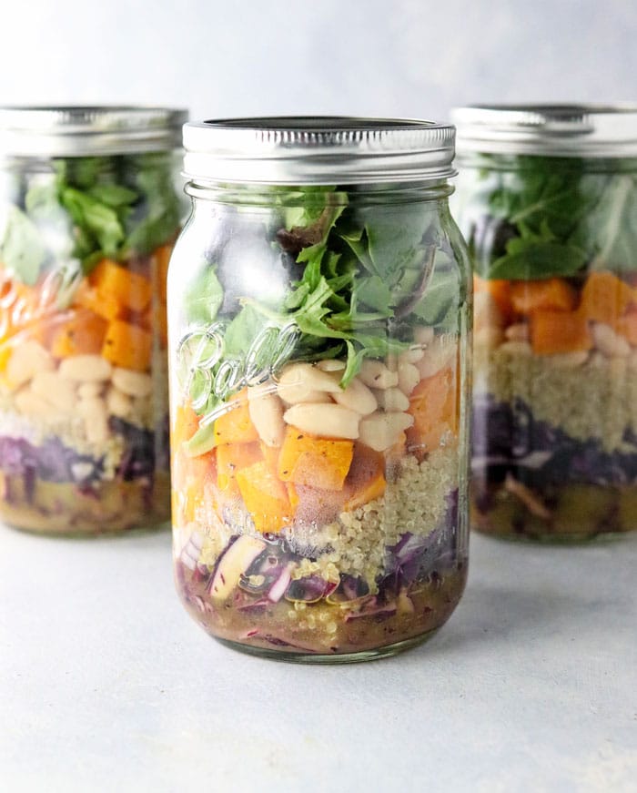 Fall Mason Jar Salad with Maple Cider Vinaigrette