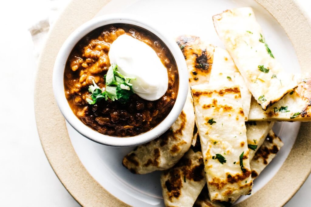 Black Dal and Garlic Naan