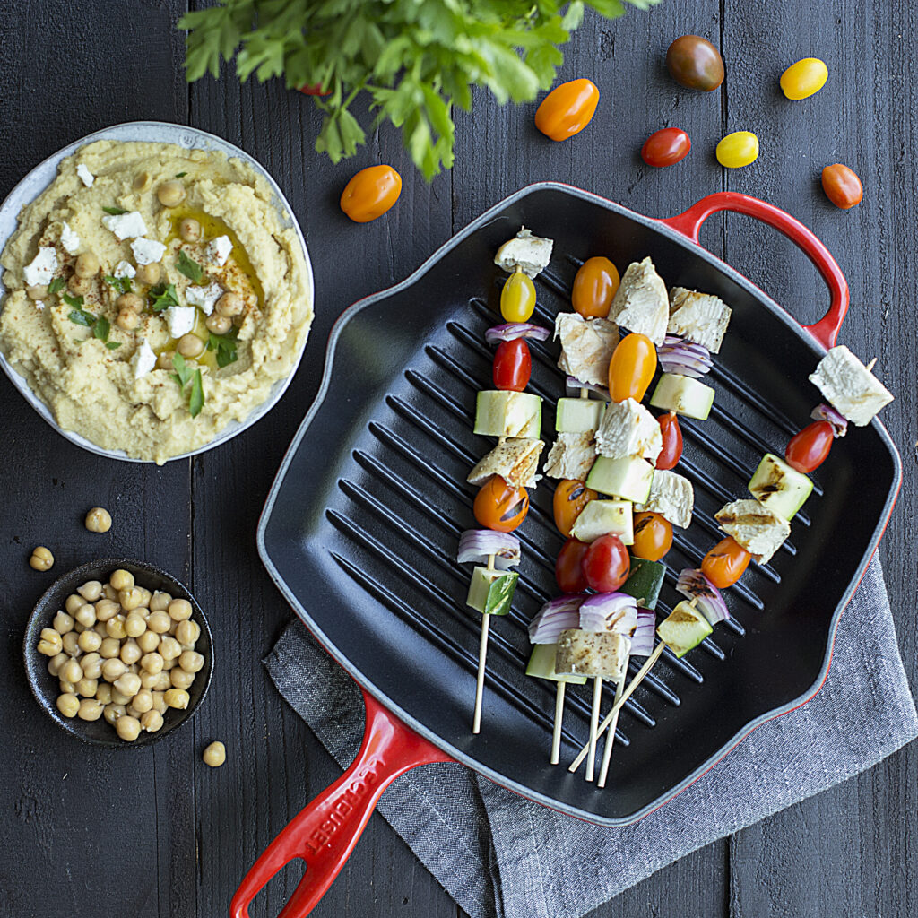 Mediterranean Kebabs with Hummus