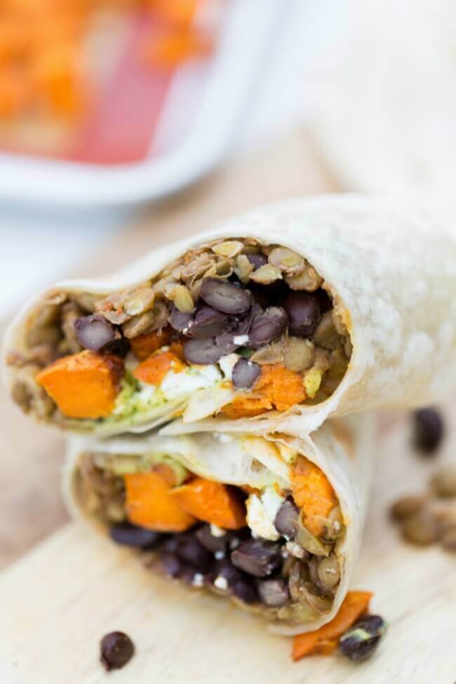 Lentil Black Bean Sweet Potato Burrito