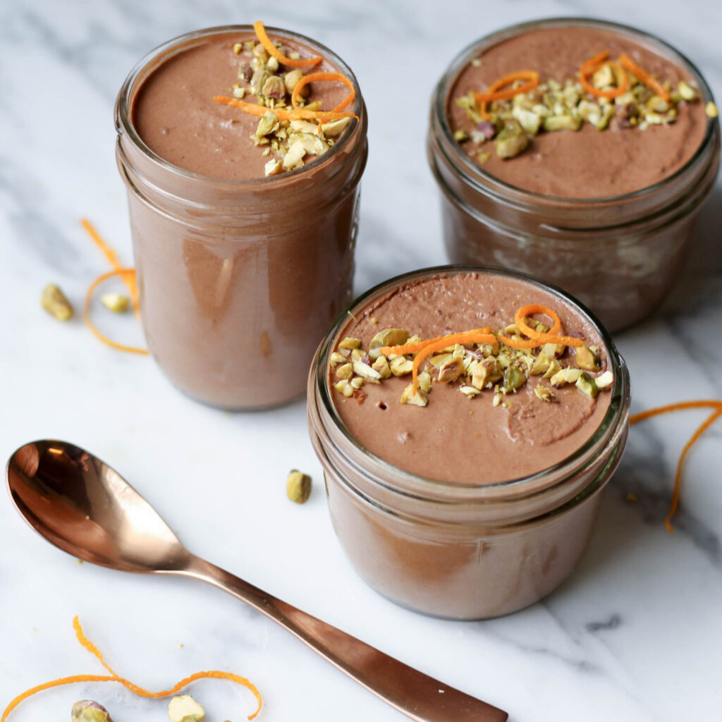 Vegan Orange Chocolate Mousse with Pistachios