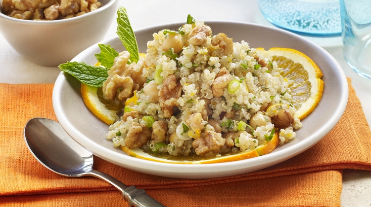 Orange Walnut Quinoa with Chickpeas and Mint