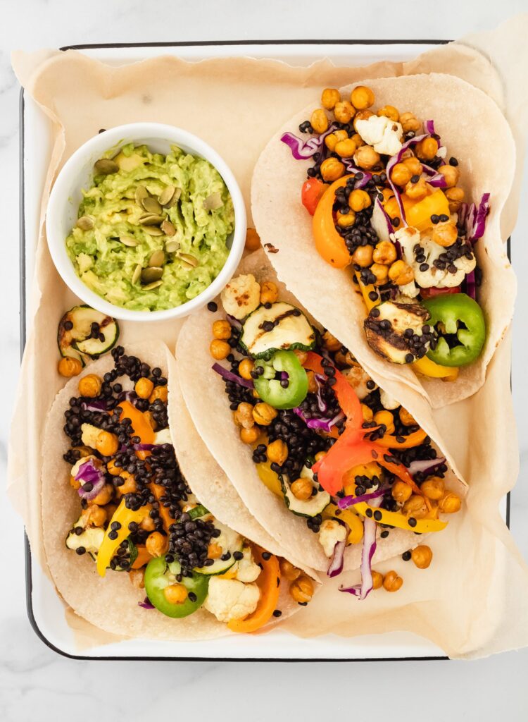 Crunchy Chickpea and Black Lentil Grilled Taco