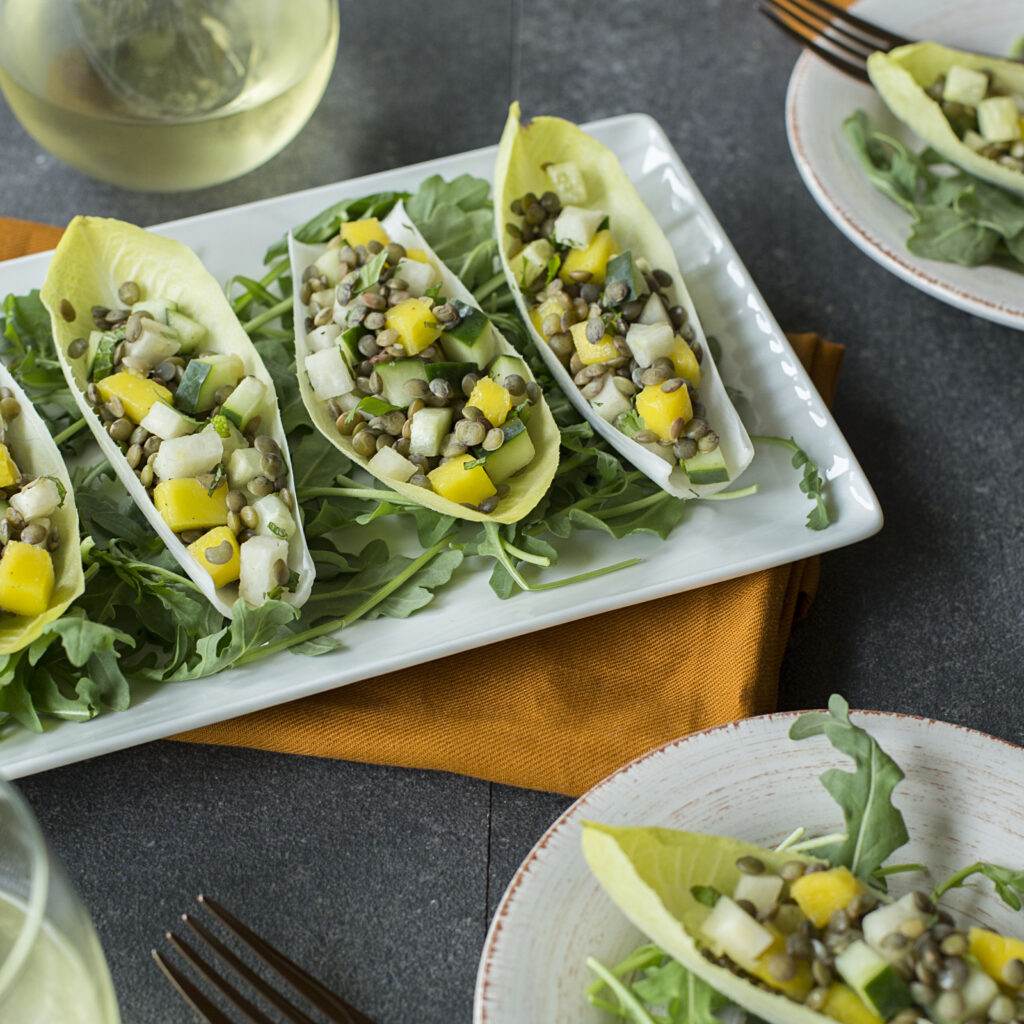 French Lentil Salad in Endive Leaves