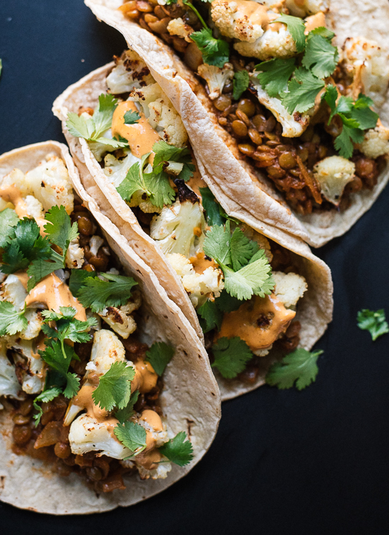Roasted Cauliflower and Lentil Tacos
