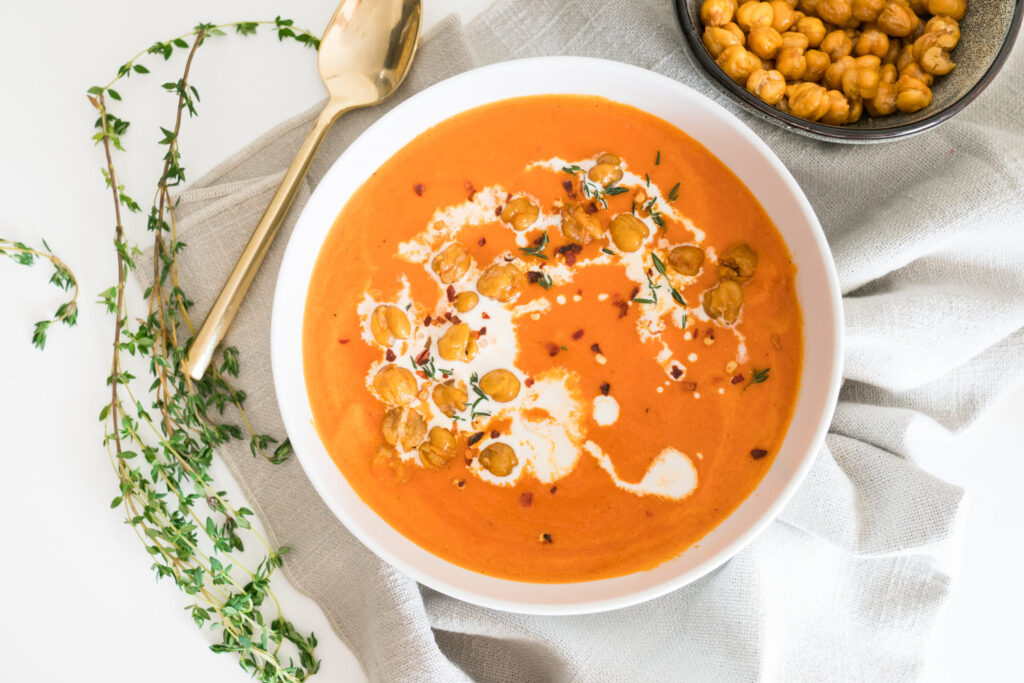 Roasted Red Pepper Chickpea Soup