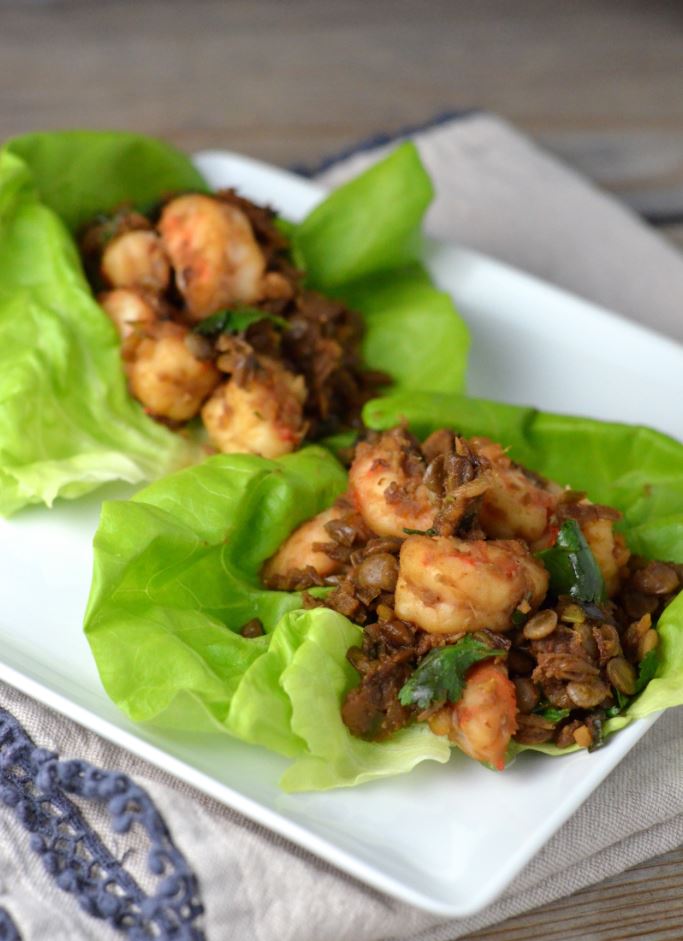 Shrimp Lentil Lettuce Wraps
