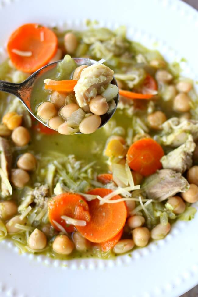 Slow Cooker Chicken Pesto Bean Soup