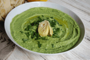 spinach artichoke chickpea hummus dip