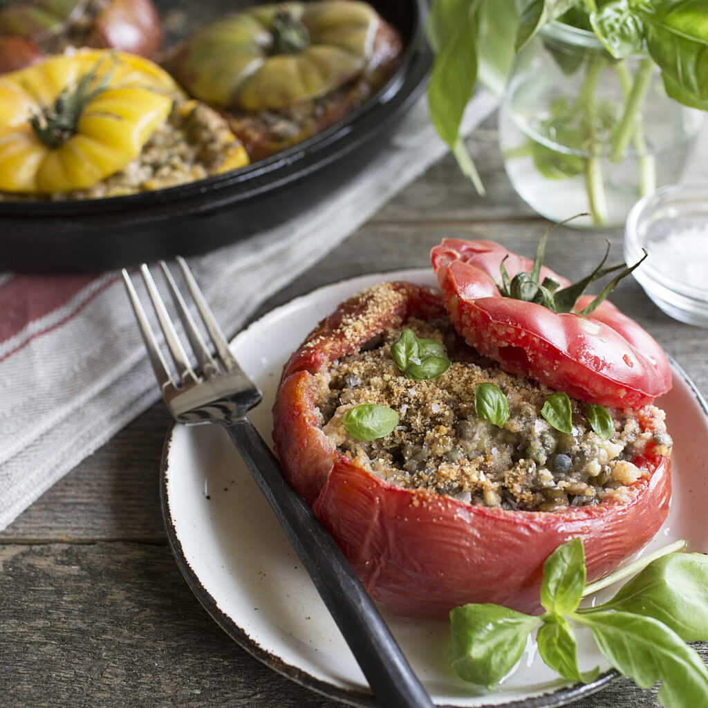 Italian Lentil Stuffed Tomatoes