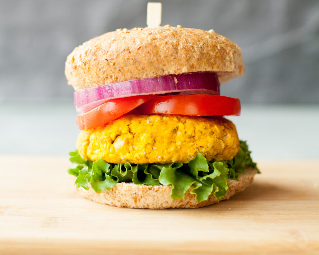 Roasted Sweet Potato and Chickpea Veggie Burger